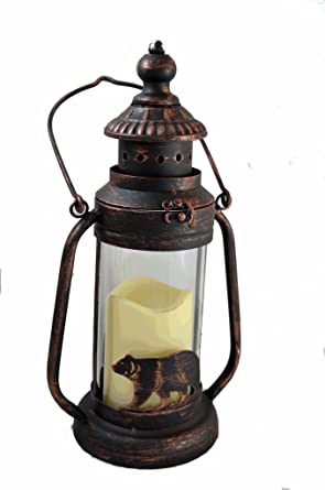 Bear LED Candle Lantern Lights Decorative - Metal Round Holder .