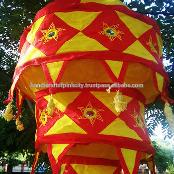 Indian Collapsible Cotton Fabric Lanterns Outdoor Lampshades .