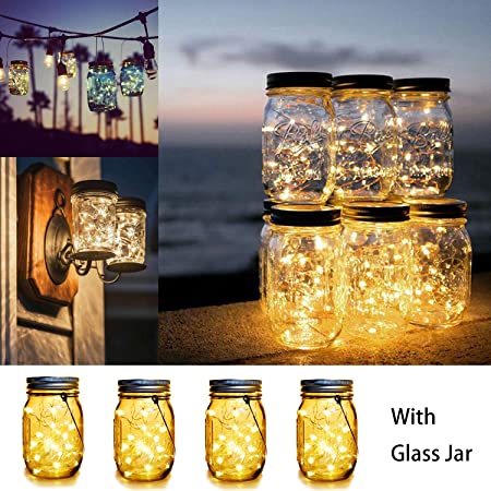 Amazon.com : WERTIOO 4 Pack Solar Mason Jars Lights, 30 LEDs .