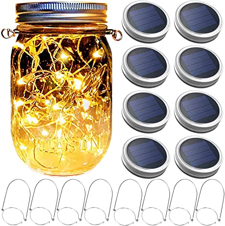 Amazon.com : Mason Jar Solar Lantern Lights, 8 Pack 30 LED Bulbs .