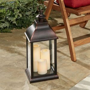 Beacon Hill Large Indoor Outdoor Lantern with Flameless LED Candl