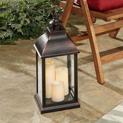 Beacon Hill Large Indoor Outdoor Lantern with Flameless LED Candl