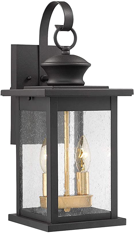Emliviar Outdoor Sconces Wall Lighting, Black and Gold Finish with .