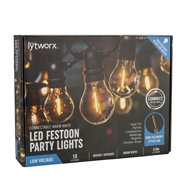 Lytworx 10 Warm White LED Connectable Party Lights | Bunnings .