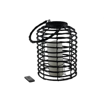 10.83-in x 14.96-in Black Rattan Pillar Candle Outdoor Decorative .