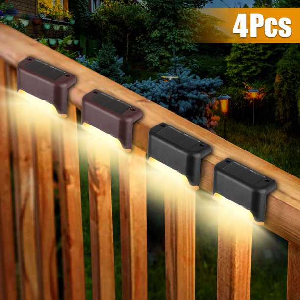 EEEKit 4Pcs Led Solar Deck Lights, Fence Post Solar Lights for .