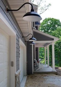 14'' Satin Black Warehouse Shade With Gooseneck | Farmhouse .