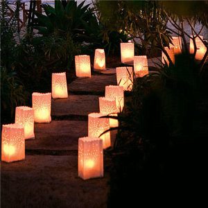 500pcs/lot Heart light Holder Luminaria Paper Lantern Candle Bag .