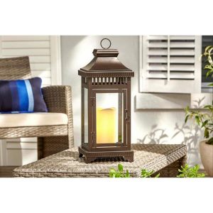 Hampton Bay 16 in. Bronze Steel Outdoor Patio Lantern DX170383-16 .