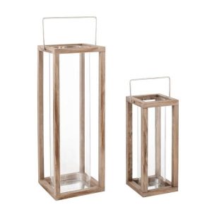 Hampton Bay 22 in. Wood and Glass Outdoor Patio Lantern HD19131L .