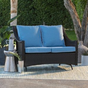 Belham Living Lindau All Weather Wicker Loveseat Glider with .