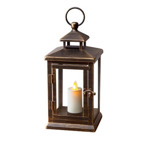 Luminara - Flameless LED Outdoor Candle Lantern - Bronze Metal w .