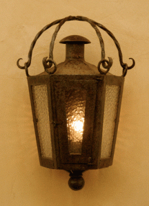 Mexican Hacienda Iron Lantern, Wall-Mount Sconce, via Hacienda .