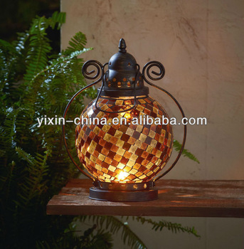 Vintage Yellow Glass Mosaic Hanging Lantern For Garden - Buy .