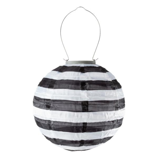 ALLSOP Glow 10 in. Black and White Stripe Round Solar Integrated .