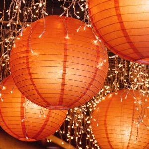 Lumabase Multi Size Sun Flower Orange Paper Lanterns (6-Count .