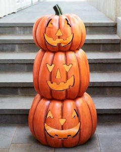 Outdoor Glowing Stacked Jack-O'-Lantern are pre-lit with orange .