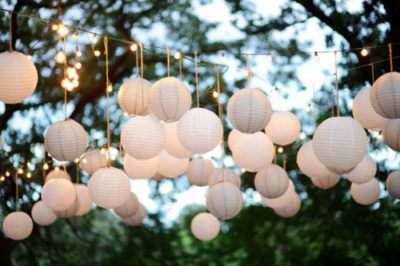 Outdoor Paper Lanterns | White lanterns, Wedding decorations .