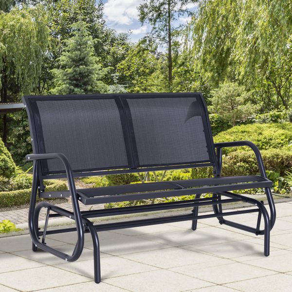 Outsunny 48" Outdoor Patio Swing Glider Bench Chair - Black .
