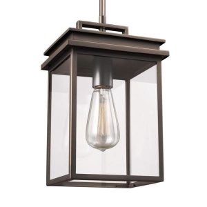 Feiss Glenview 1-Light Antique Bronze Outdoor Hanging Pendant .