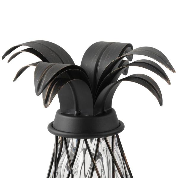 Hampton Bay 17 in. Aged Bronze Outdoor Patio LED Candle Pineapple .