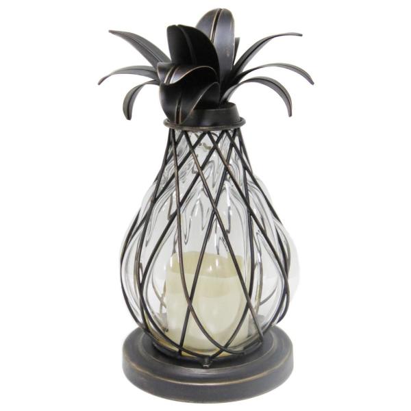 Hampton Bay 12.5 in. Aged Bronze Outdoor Patio LED Candle .