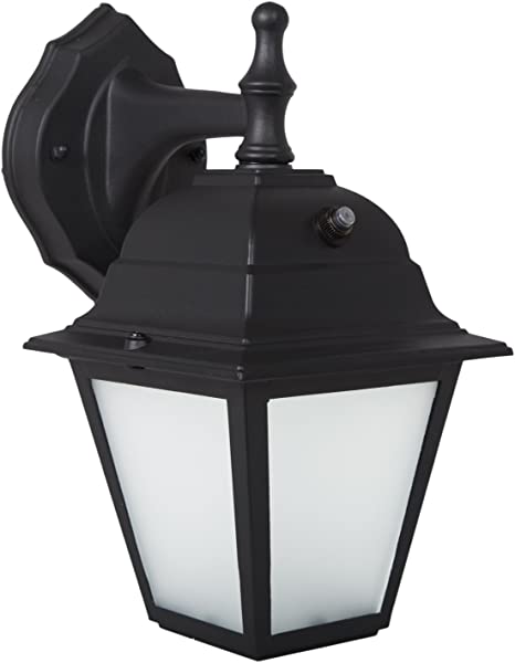 Maxxima LED Porch Lantern Outdoor Wall Light, Black w/Frosted .