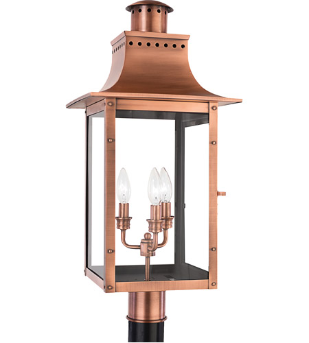 Quoizel CM9012AC Chalmers 3 Light 26 inch Aged Copper Outdoor Post .
