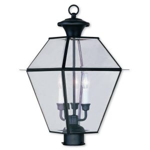 Shop Livex Lighting Westover Black Brass 3-light Outdoor Post .