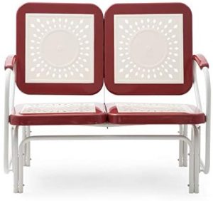 Amazon.com : Retro Vintage Style Red White Metal Patio Glider .