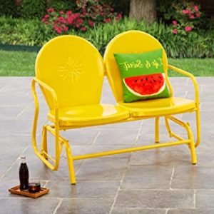 Amazon.com : BS Yellow 2 Seat Patio Metal Retro Glider Outdoor .