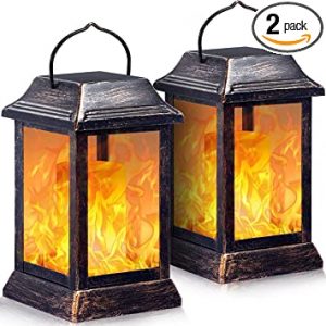 TomCare Solar lights Metal Flickering Flame Solar Lantern Outdoor .