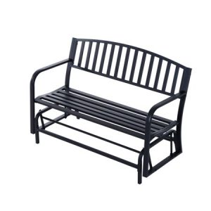 50" Outdoor Steel Patio Swing Glider Bench - Black - Walmart.c