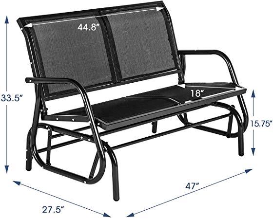 Homhum 2 Seats Outdoor Swing Glider Loveseat Chair with Powder .