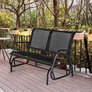 Homhum 2 Seats Outdoor Swing Glider Loveseat Chair with Powder .