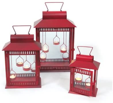 Amazon.com: Set of 3 Red Christmas Indoor/Outdoor Tea Light Candle .