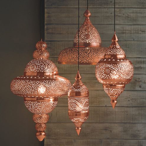 Copper - Set of Hanging Moroccan Light Pendants $1329.00 .