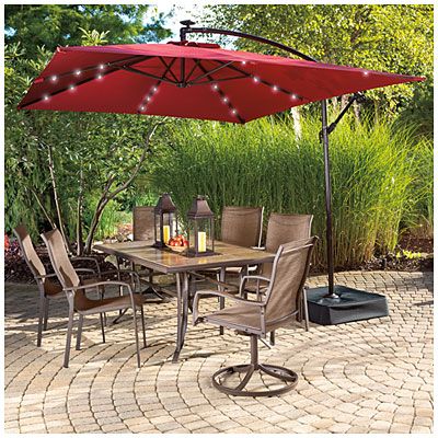 Wilson & Fisher 8' x 11' Rectangular Offset Umbrella with Base and .