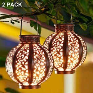 MAGGIFT 2 Pack Hanging Solar Lanterns Retro Solar Lights with .