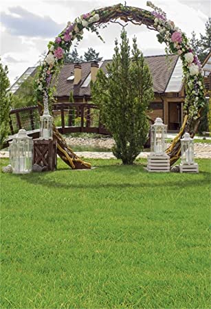 Amazon.com : Laeacco Outdoor Lawn Round Wicker Floral Door .