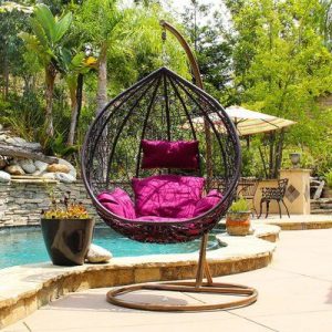 Bungalow Rose Hobbs Outdoor Wicker Plastic Tear Porch Swing with .