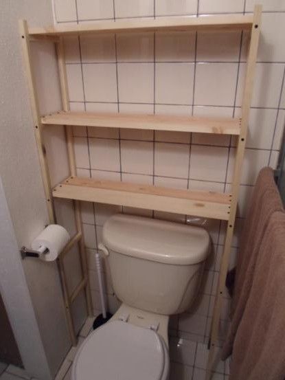 custom over the toilet bathroom shelf | Over toilet storage .
