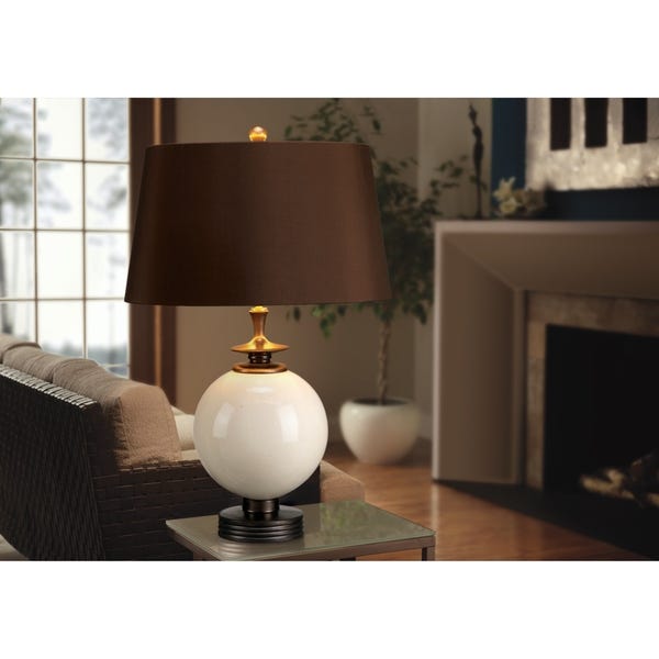 Shop Bedroom and Living Room Beige and Brown Table Lamp Lucas .