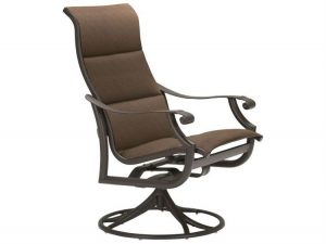 Tropitone Montreux Padded Sling Aluminum High Back Swivel Rocker .