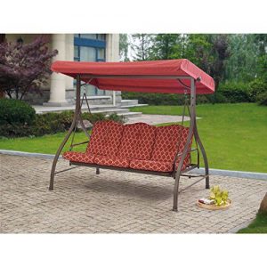 Outdoor 3 Triple Seater Hammock Swing Glider Canopy Patio Deck Red .