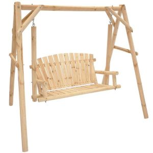 Sunnydaze Decor 2-Person Rustic Log Wood Patio Outdoor Porch Swing .