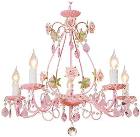 Bagood Gypsy Pink Flowers Crystal Chandeliers Fixture E12 Modern .