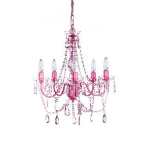 The Original Gypsy Color 5 Light Medium Pink Chandelier H21" W19 .