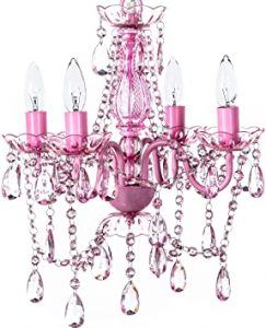 The Original Gypsy Color 4 Light Pink Chandelier H 17.5" x W 15 .