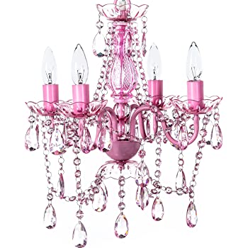 The Original Gypsy Color 4 Light Pink Chandelier H 17.5" x W 15 .